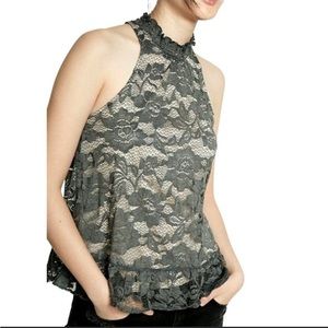 EXPRESS Floral lace tank Mock Neck Flora